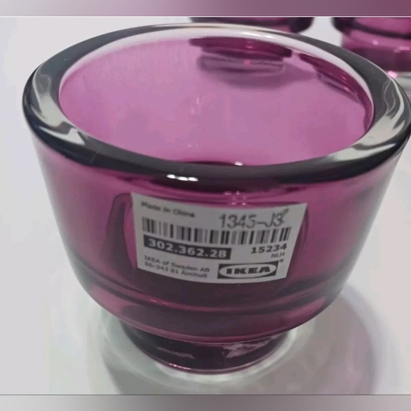 Set Of 4 IKEA Purple Thick Glass Tea Light Candle Holders - Picture 4 of 7
